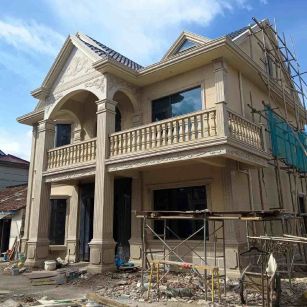 安顺 黄金麻花岗岩石材私人别墅雕花门楼柱阳台栏杆