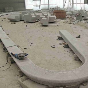 安顺 芝麻白花岗岩弧形花坛石，坐凳石