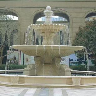 安顺 黄金麻花岗岩异型加工——户外庭院石雕流水喷泉