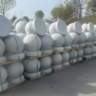 安顺 白麻花岗岩石材圆球，石球，挡车球，隔离球，景观石球，风水球等