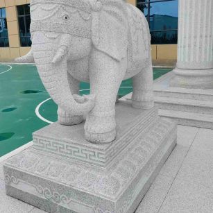 安顺 白麻花岗岩动物异形石雕-大象