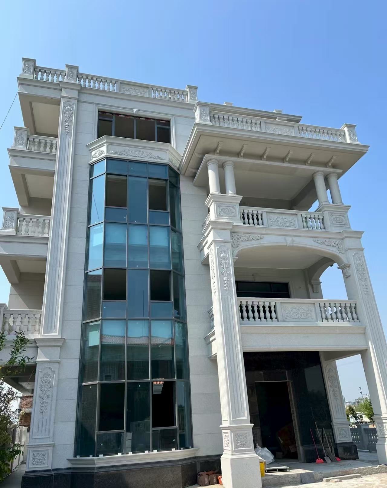 安顺 白麻花岗岩别墅外墙干挂效果展示