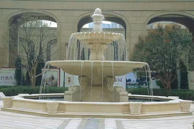 安顺 黄金麻花岗岩异型加工——户外庭院石雕流水喷泉