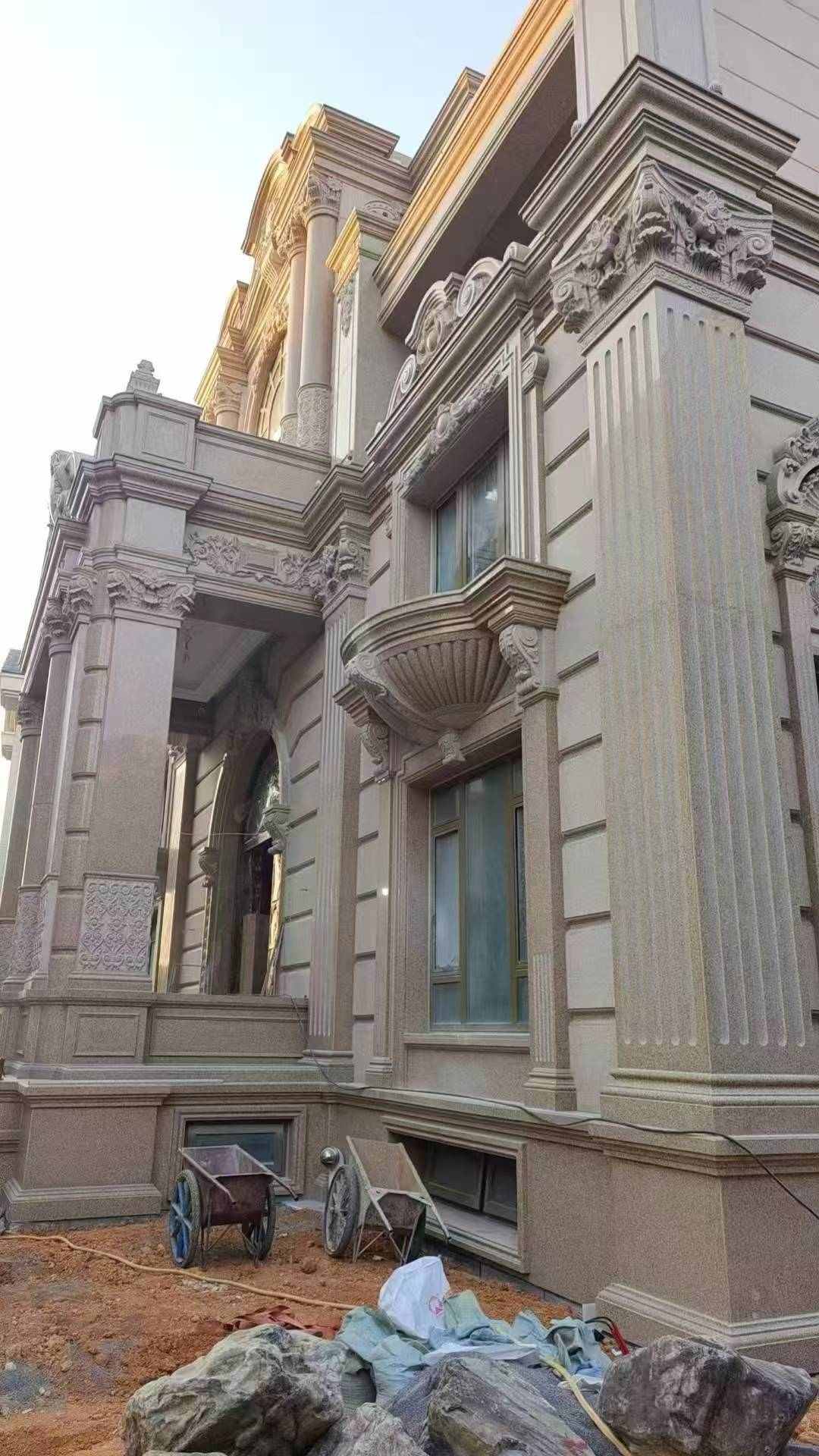 安顺 黄金麻花岗岩光面别墅外墙干挂施工完成